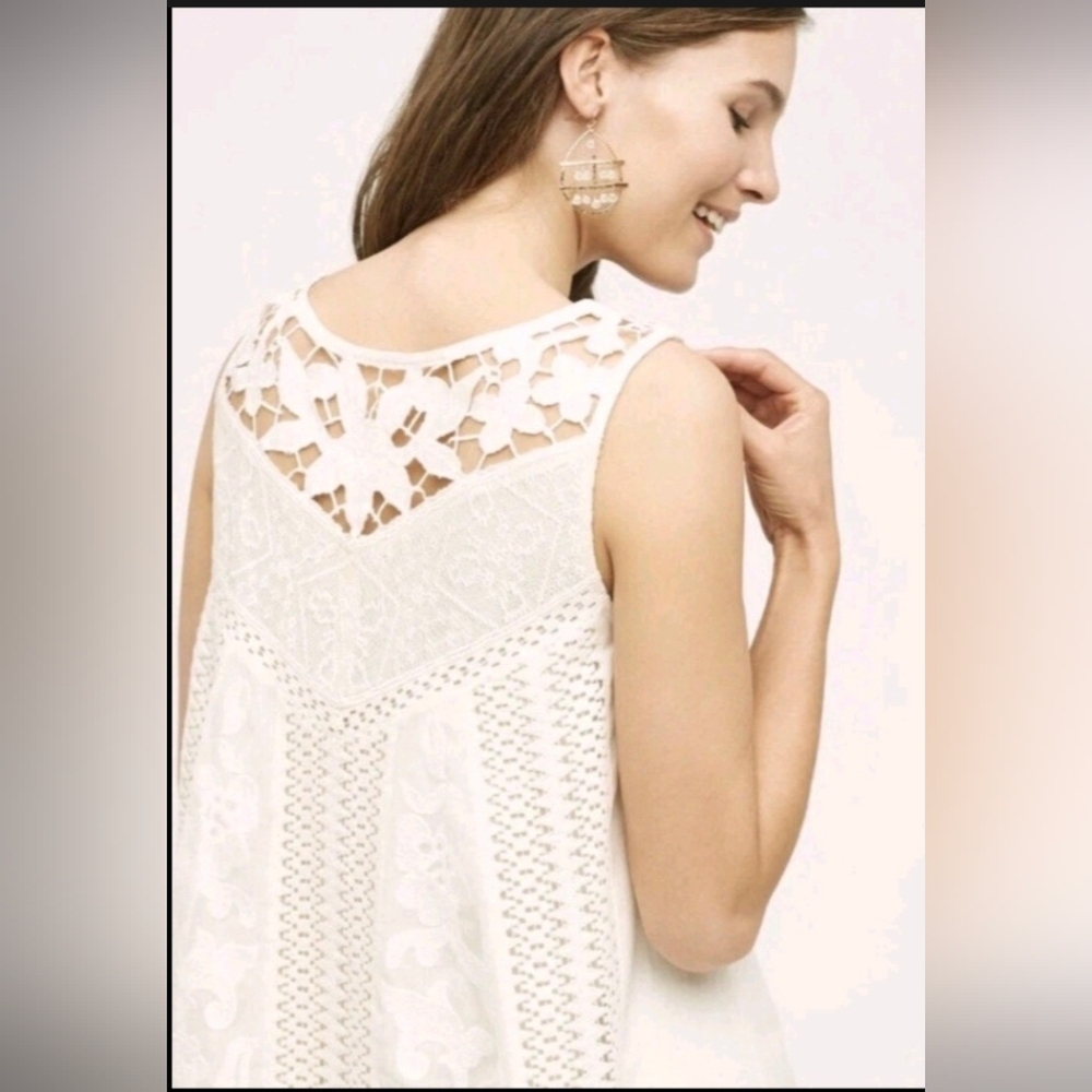 ANTHROPOLOGIE VANESSA VIRGINIA OF ANTHROPOLOGIE WOMEN'S DRES  IVORY LACE. Size 6 - Picture 3 of 11